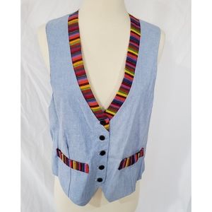 Vintage 90s Vest Colorful Pocket Deadstock
